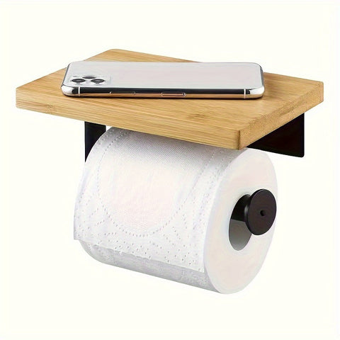 Holz-Toilettenpapierhalter mit Regal – Ideal für die Wandmontage