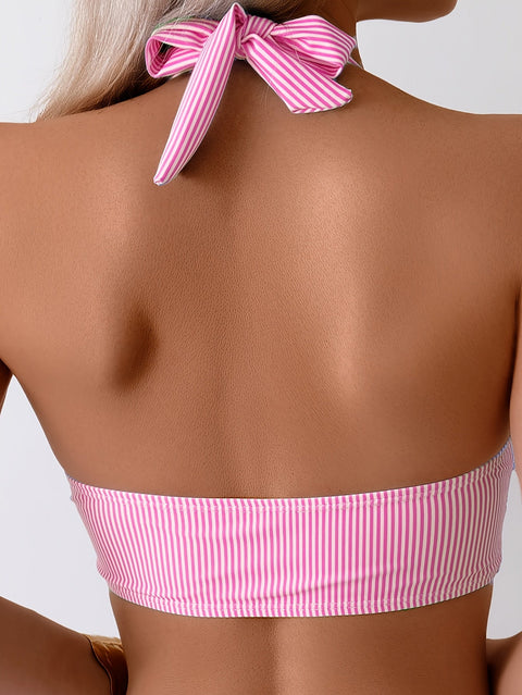 Damen Bikini-Set mit Feinem Gestreiften Halterdesign – Bequem und Modisch