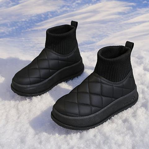 Damen High-Top Winter Schneestiefel – Gequiltetes Design mit Isolierung und Rutschfester Gummisohle