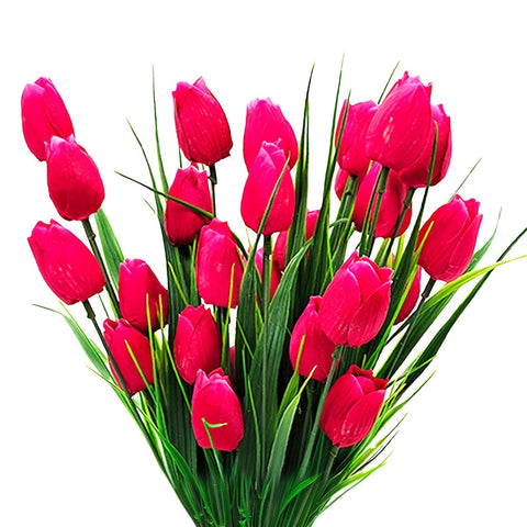 Set aus 6 Bundles Kunst-Tulpen – UV-beständig und realistisch für Garten- und Innendekoration