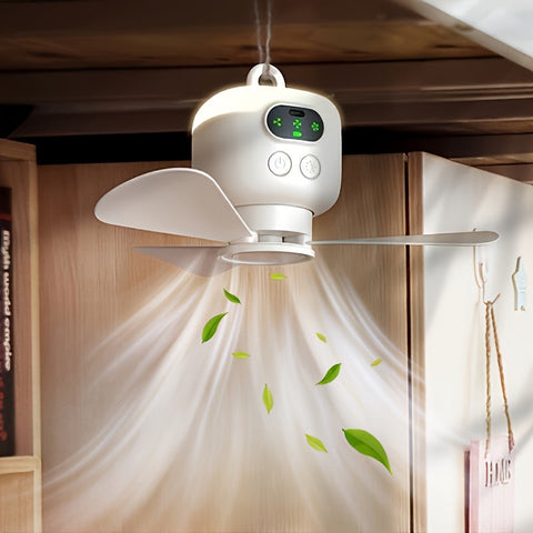 Tragbarer Campingventilator mit Beleuchtung – Wiederaufladbar und mit Fernbedienung für draußen