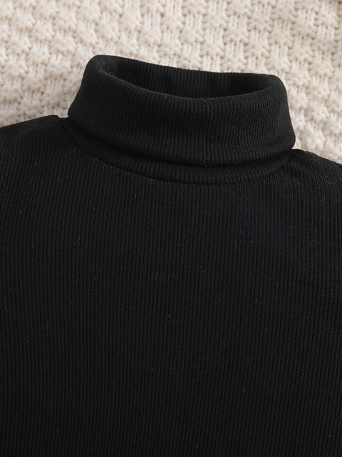 Feline Elegante Turtleneck Outfit für Kinder - Karierte Rock und Pullover Set