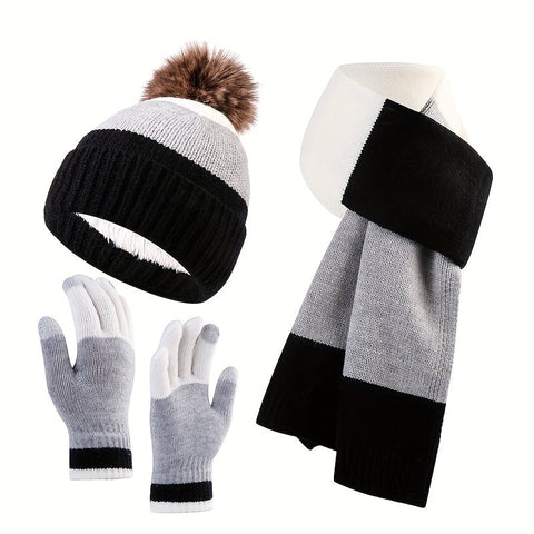 Trendiges Winterset - Mütze, Schal und Handschuhe für kalte Tage