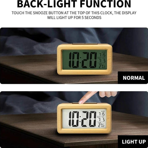 Hölzener Digitalwecker – LED-Display mit Temperatur und Datum