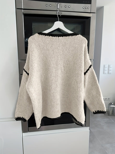 Off-Shoulder Farbblock Pullover - Lässig und Bequem für Herbst und Winter