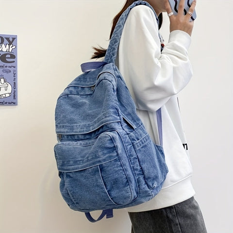 Denim Casual Rucksack – Trendy und Vielseitige Reisetasche für Männer und Frauen