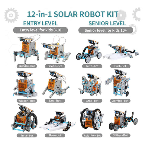 Solar Robo Builder - 12-in-1 Bildungsbau-Spielzeug mit Solarenergie
