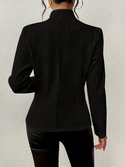 Sophia Gewebte Jacke - Stilvolle Herbst-/Winterjacke mit Knöpfen und langen Ärmeln