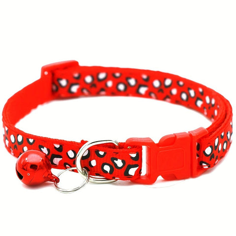 Set von 6 Leopardprint Katzenhalsbändern – Verstellbar und Sicher mit Glocke
