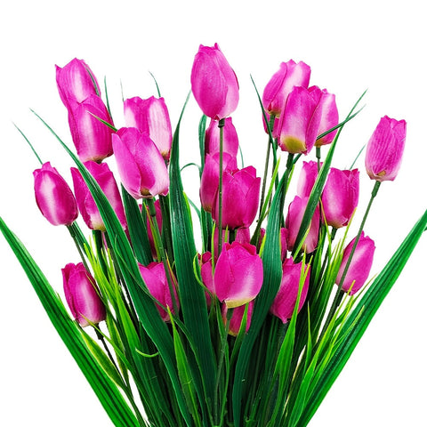 Set aus 6 Bundles Kunst-Tulpen – UV-beständig und realistisch für Garten- und Innendekoration