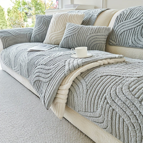 Luxe Plüsch Sofaüberzug – Rutschfest und Atmungsaktiv für ein Gemütliches und Modisches Wohnzimmer