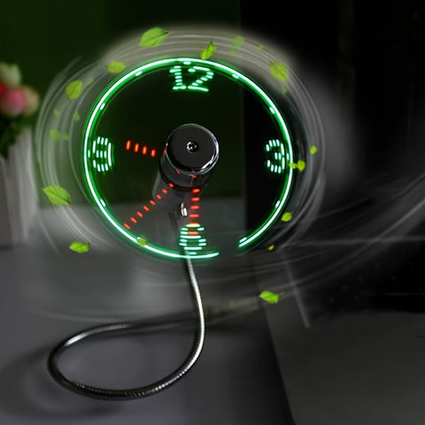 Tragbarer USB LED Tischventilator mit Zeitanzeige
