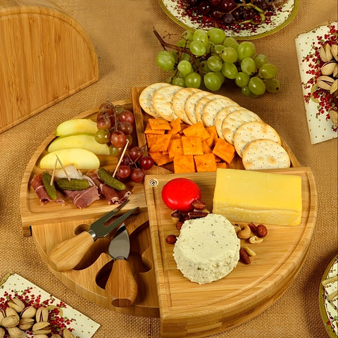 Bamboo Delights Käse- und Snackbrett Set – Originell und Praktisch für Gemütliche Momente
