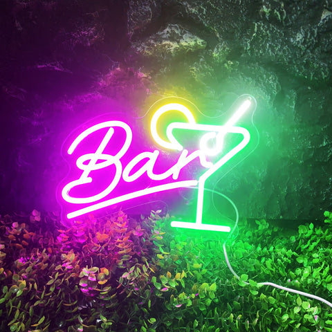 Dimmbare LED Neon Bar-Schild – USB-betrieben mit Dimmer