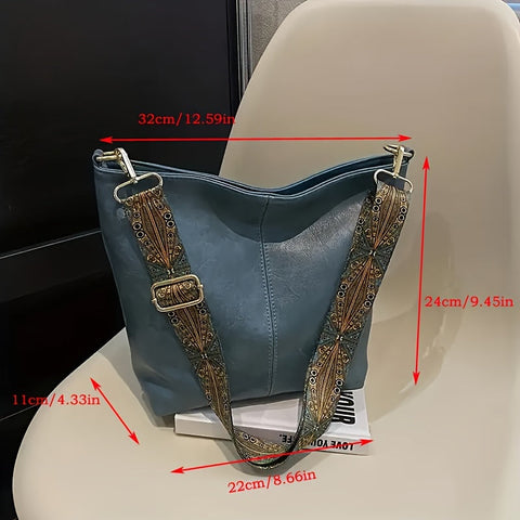 Breite geometrische Tasche – Große Kapazität Crossbody mit Retro-Vibe