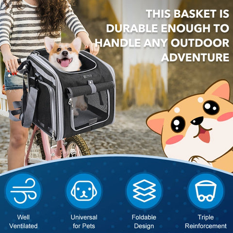 Erweiterbarer Fahrradkorb für Haustiere – Komfortabel und Sicher für Kleine Hunde und Katzen