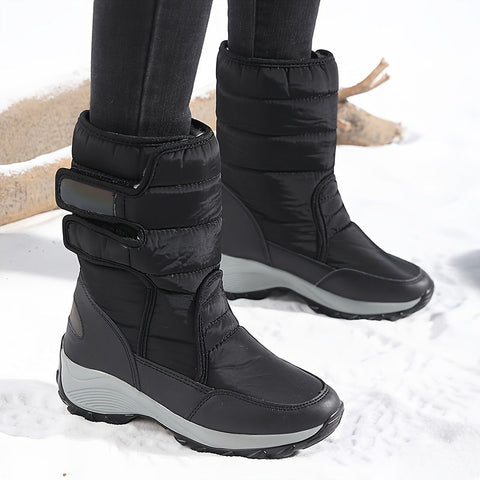 Damen Mid-Cut Schneestiefel – Warme Winterstiefel mit Rutschfester Sohle und Klettverschluss