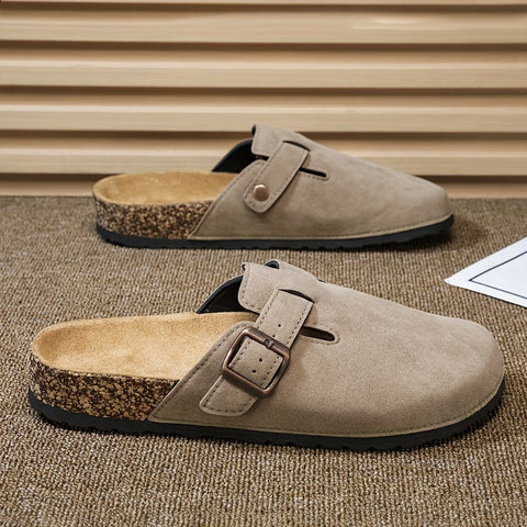 Unisex Slip-On Kunstsuede Muiltjes – Leicht und Komfortabel mit Korksohle