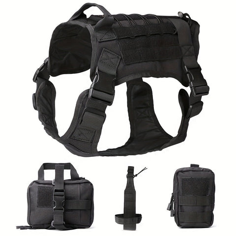 Taktisches Hundegeschirr mit Taschen – Robustes Nylon-Geschirr für Training und Abenteuer