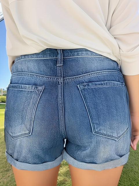 Damen Stretch Denim Shorts – Zerrissen & Bequeme Passform