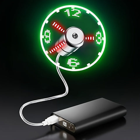 Tragbarer USB LED Tischventilator mit Zeitanzeige