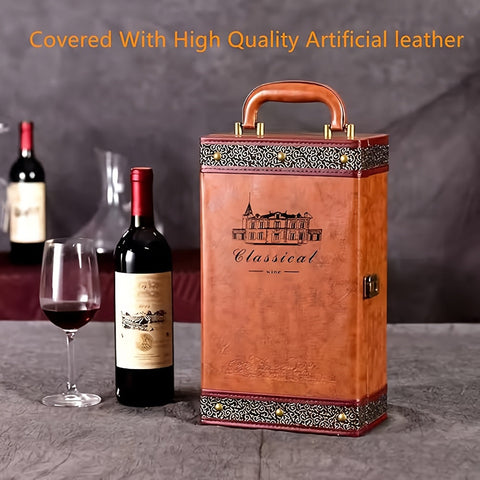 Klassischer 2-Flaschen Weinkühler mit Zubehör – Tragbare Geschenkbox