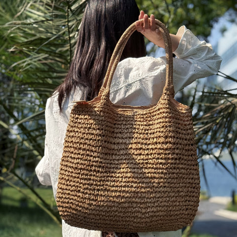 Damen Große Kapazität Gewebte Tote Tasche mit Reißverschluss