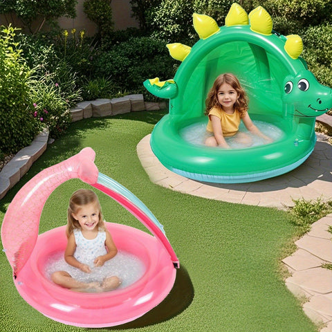 Aufblasbares Dinosaurier Schwimmbad für Babys – Mit Sonnenschutz & Verspielt Design