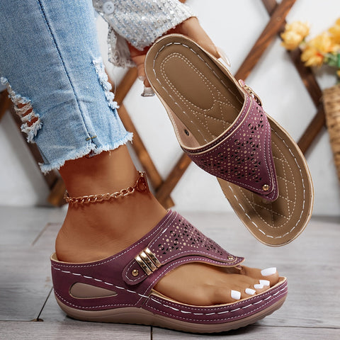 Modische Damen Flip-Flops – Mit Niedrigem Absatz und Offener Zehenpartie