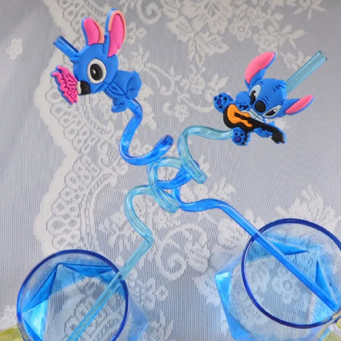 Stitch Wiederverwendbare Strohhalme Set – 16 Bunte Strohhalme für Partys und Geburtstage