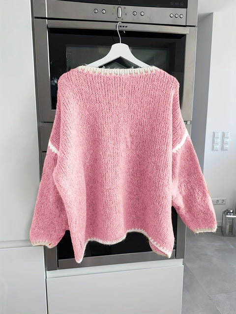 Off-Shoulder Farbblock Pullover - Lässig und Bequem für Herbst und Winter