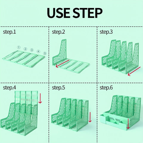 Desktop Dokumentenorganizer – 4 Fächer, Platzsparend, Abnehmbar und Geeignet für Büromaterialien