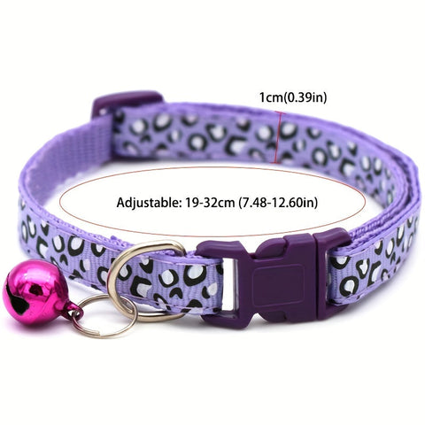 Set von 6 Leopardprint Katzenhalsbändern – Verstellbar und Sicher mit Glocke