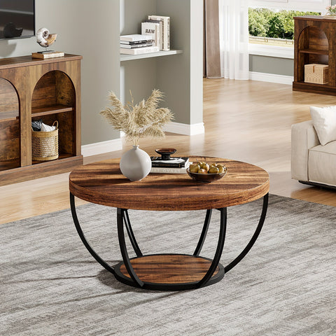 Runde Couchtisch mit Doppeltem Stauraum – Funktional und Elegant