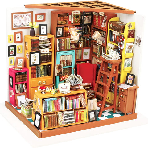 DIY Miniaturhaus Kit – Sams Arbeitszimmer mit Detaillierten Bücherregalen und Möbeln