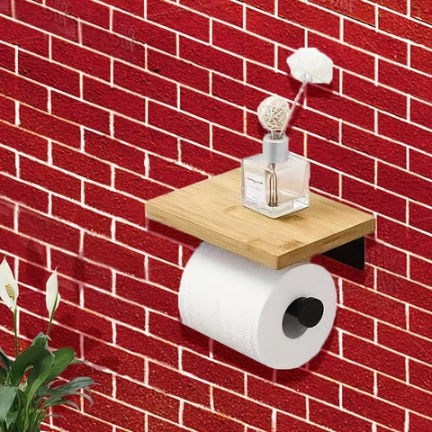 Holz-Toilettenpapierhalter mit Regal – Ideal für die Wandmontage