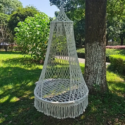 BohoSwing Handgewebter Hängestuhl – Entspannte Bohemian-Vibes