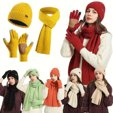 Fröhliches Winterset - Mütze, Schal und Handschuhe für Paare