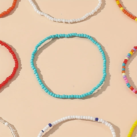Set von 13 Bohemian Fußkettchen - Handgemachte Perlenaccessoires für den Sommer