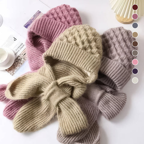 Strickmütze mit integrierter Schal – 2-in-1 Design